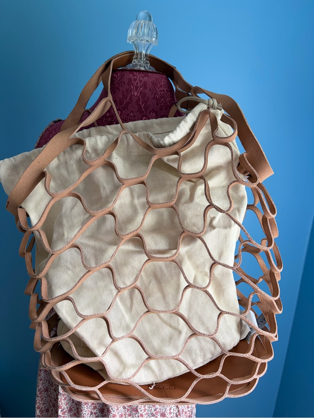 New leather and canvas tote